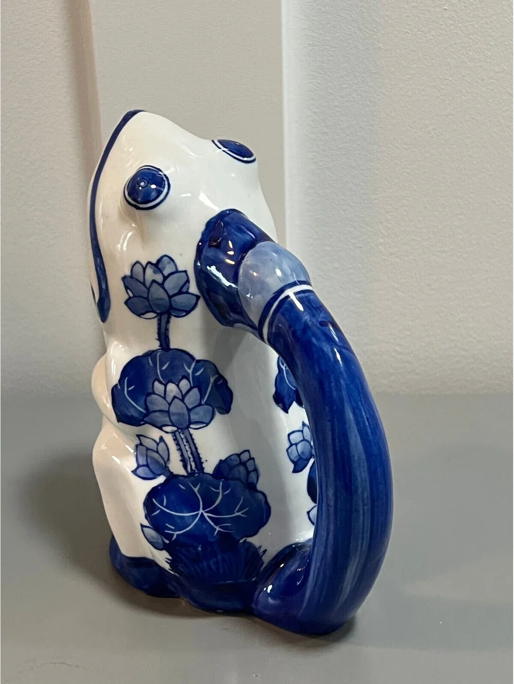 Blue & White Chinoiserie Frog Pitcher